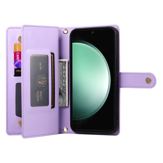 Cu clapetă pentru Samsung Galaxy S25 Edge, Wallet Zipper Pocket, violet