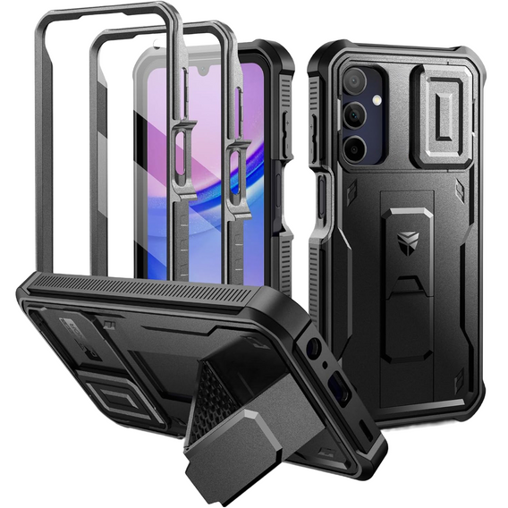 Husă blindată pentru Samsung Galaxy A15, Dexnor Full Body (Two Frames), negru