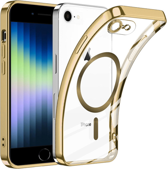 Husă pentru iPhone 7 / 8, Electro MagSafe, de aur + Sticlă pentru ecran