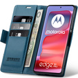 Husă pentru Motorola Edge 50 Pro, ERBORD Glossy Litchi, portofel cu clapetă, albastru