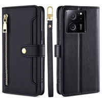 Cu clapetă pentru Xiaomi 13T / 13T Pro / Redmi K60 Ultra, Wallet Zipper Pocket, negru