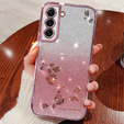 Husă pentru Samsung Galaxy S22+ Plus, Glitter Flower, roz rose gold