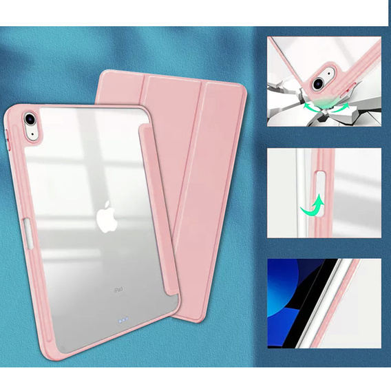 Husă pentru iPad 10.9 2022 10 Gen, Smartcase Hybrid, cu spațiu pentru stylus, roz
