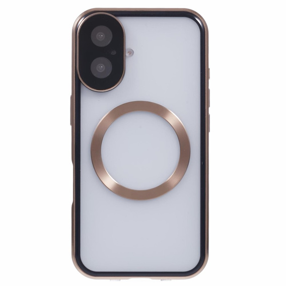 Carcasa Magnetic Dual Glass MagSafe pentru iPhone 16, de aur