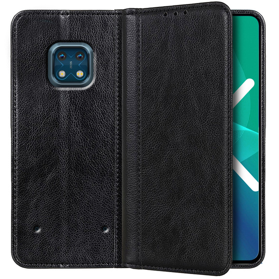 Huse pentru Nokia XR20, Wallet Litchi Leather, negru