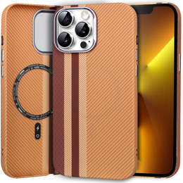 Carcasa pentru iPhone 13 Pro Max, Carbon Fiber MagSafe, galben