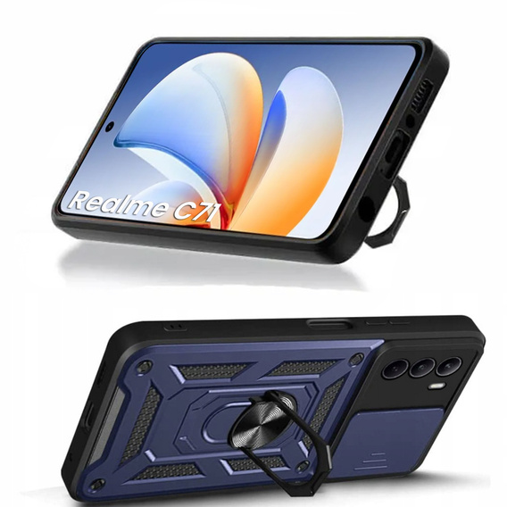 Husă blindată pentru Realme C71, CamShield Slide, albastru