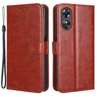 Cu clapetă pentru Oppo A17, Crazy Horse Wallet, maro