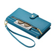 Cu clapetă pentru iPhone 16, Wallet Zipper Pocket, albastru
