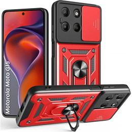 Husă blindată pentru Motorola Moto G15 / Motorola Moto G15 Power, CamShield Slide, roșu
