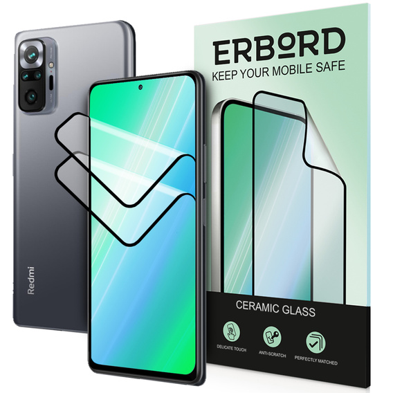 2x sticlă ceramică ERBORD Hybrid Glass pentru Xiaomi Redmi Note 10 Pro
