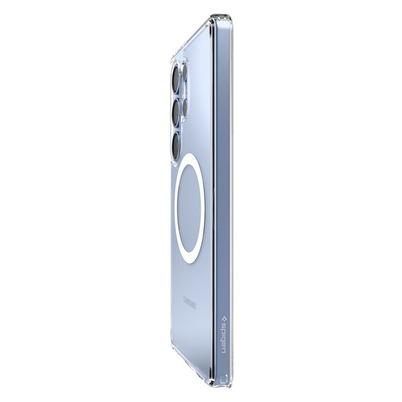 Carcasă MagSafe Spigen pentru Samsung Galaxy S25 Ultra, Ultra Hybrid, transparent / alb + 9H Tempered Glass