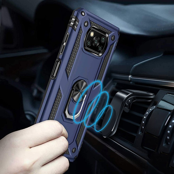 Husă blindată pentru Xiaomi Poco X3 NFC, Nox Case Ring, albastru