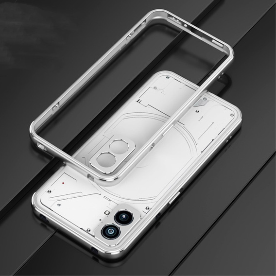 Husa pentru Nothing Phone 2a / 2a Plus, Armor Bumper, cu capac pentru obiectiv, de argint