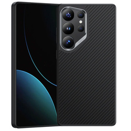 Carcasa BENKS Kevlar pentru Samsung Galaxy S25 Ultra, pentru MagSafe, Carbon Fiber, negru