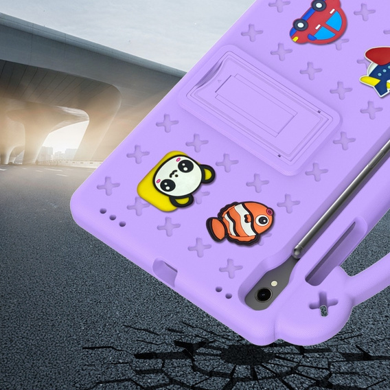 Husă pentru copii pentru Samsung Galaxy Tab S7/S8/S9, Cute Patterns, cu suport, violet