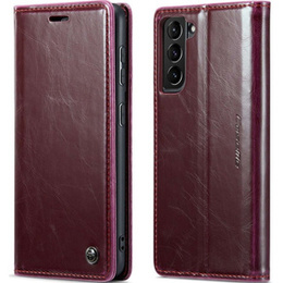 Carcasă flip CASEME pentru Samsung Galaxy S21, Waxy Textured, roșu
