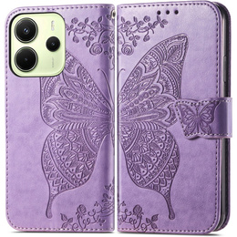 Cu clapetă pentru Xiaomi Redmi Note 14 4G, Butterfly, violet