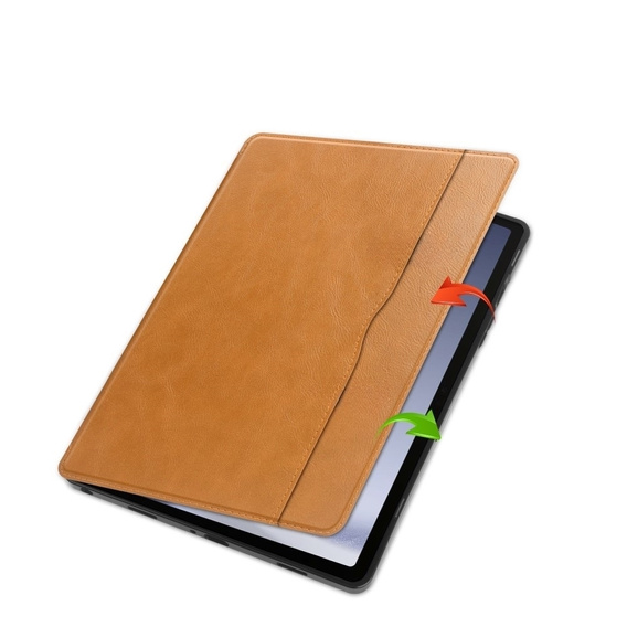 Huse pentru Samsung Galaxy Tab A9+, Business Card and Pen Slot, maro