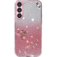 Husă pentru Samsung Galaxy S23, Glitter Flower, roz rose gold