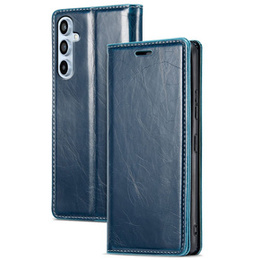 Cu clapetă pentru Samsung Galaxy A54, ERBORD Waxy Wallet, albastru