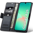 Husă pentru Samsung Galaxy A26, ERBORD Glossy Litchi, portofel cu clapetă, negru