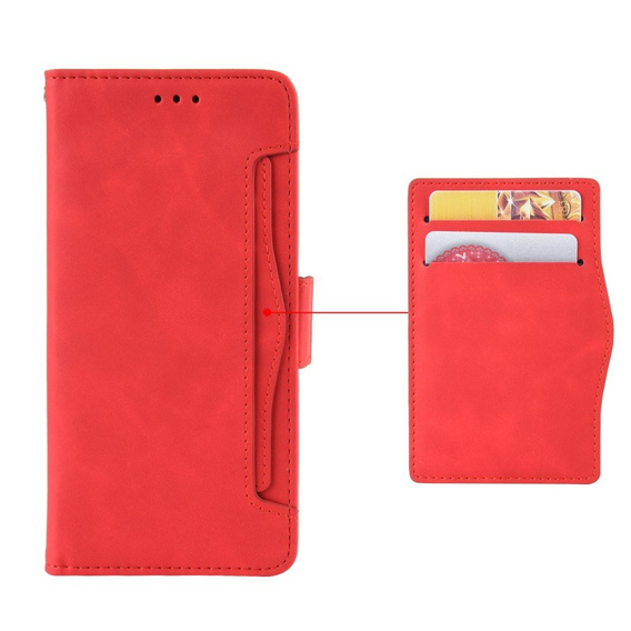 Cu clapetă pentru Samsung Galaxy M53 5G, Card Slot, roșu