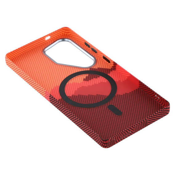 Carcasa pentru Samsung Galaxy S25 Ultra, Carbon Fiber MagSafe, portocaliu