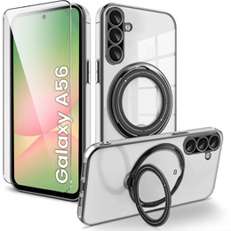 Carcasa magnetică pentru Samsung Galaxy A56, pentru MagSafe, negru + sticlă 9H