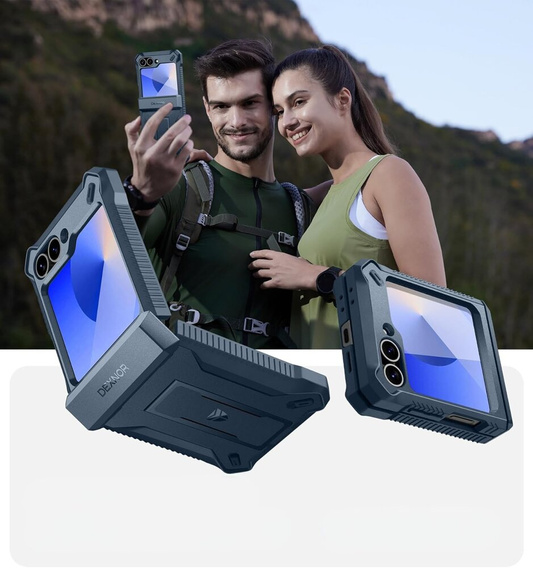 Husa blindată pentru Samsung Galaxy Z Flip7 FE / Z Flip6, Dexnor Clip Holder, albastru închis