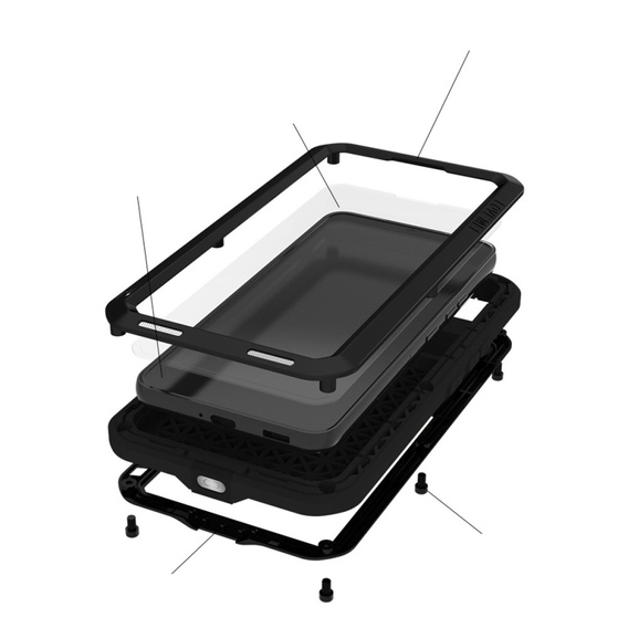 Love Mei Huse pentru Samsung Galaxy S22, armored with glass, negru