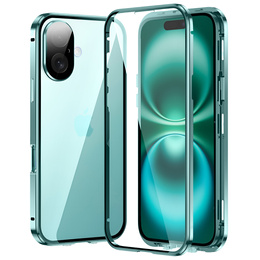 Husa pentru iPhone 16, Magnetic Dual Glass, verde
