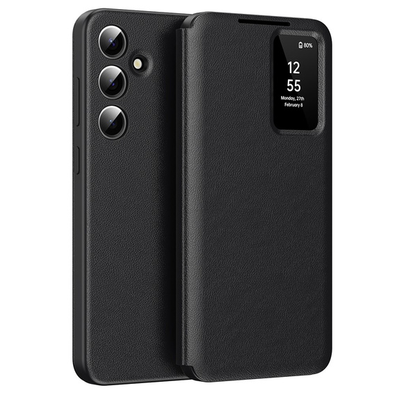 Husă cu clapetă pentru Samsung Galaxy A55 5G, Smart View Wallet, negru