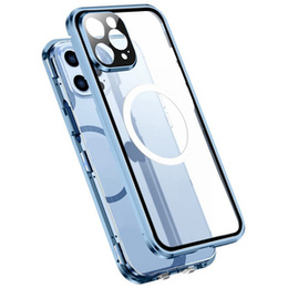 Carcasa Magnetic Dual Glass MagSafe pentru iPhone 13 Pro, albastru
