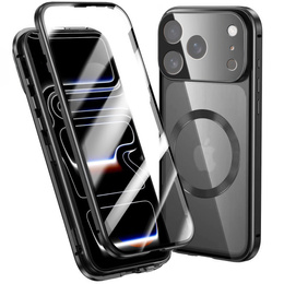 Husă magnetică dublă din sticlă pentru MagSafe pentru iPhone 17 Pro Max, negru