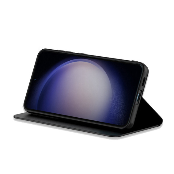 Cu clapetă pentru Samsung Galaxy S23 Plus, GKK Leather, carbon negru