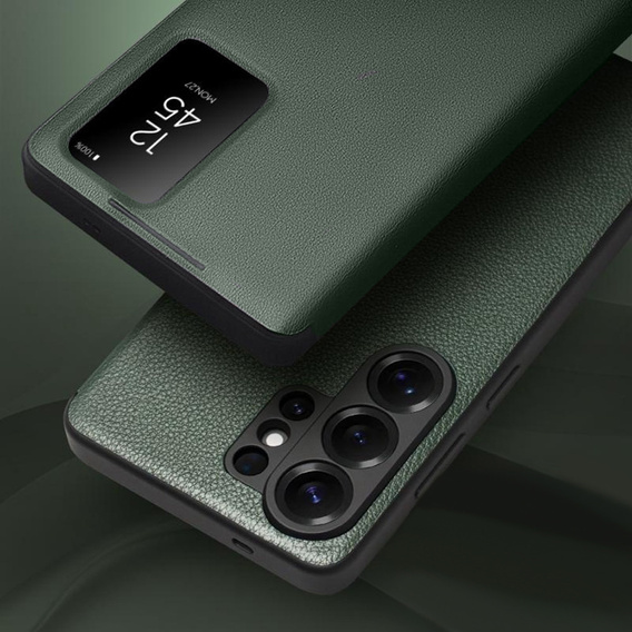 Husă din piele cu fereastră Qialino View pentru Samsung Galaxy S26 Ultra, verde