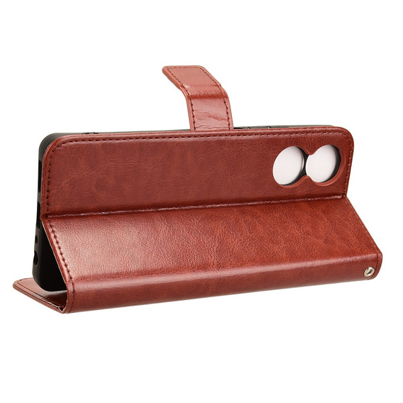 Cu clapetă pentru TCL 40 NxtPaper, Crazy Horse Wallet, maro