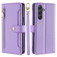 Cu clapetă pentru Samsung Galaxy A54 5G, Wallet Zipper Pocket, violet