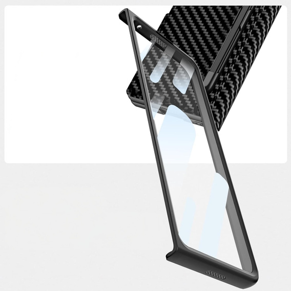Carcasă portofel cu clapetă negru carbon pentru Samsung Galaxy Z Fold 7 5G