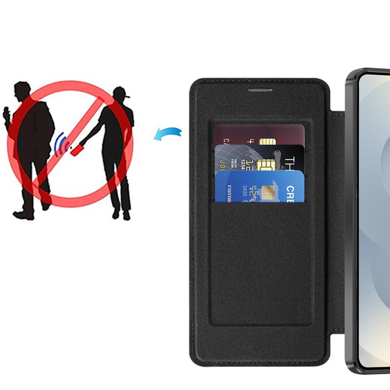 Husă RFID Wallet MagSafe Flip cu protecție pentru cameră pentru Samsung Galaxy S26 Plus, negru