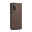 Husa CASEME pentru Samsung Galaxy S21 FE, Leather Wallet Case, cafea