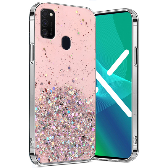 Huse pentru Samsung Galaxy M21, Glittery, roz