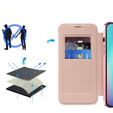 Cu clapetă pentru iPhone 15, RFID Wallet MagSafe CamShield, roz