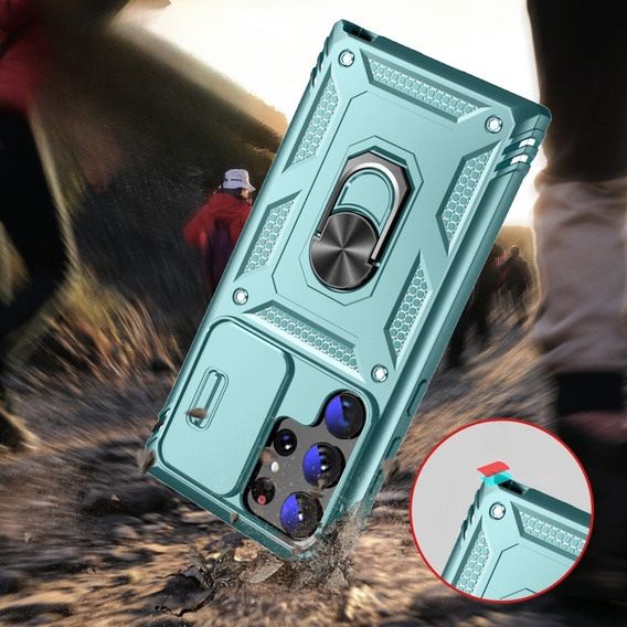 Husă blindată pentru Samsung Galaxy S23 Ultra, CamShield Slide, verde