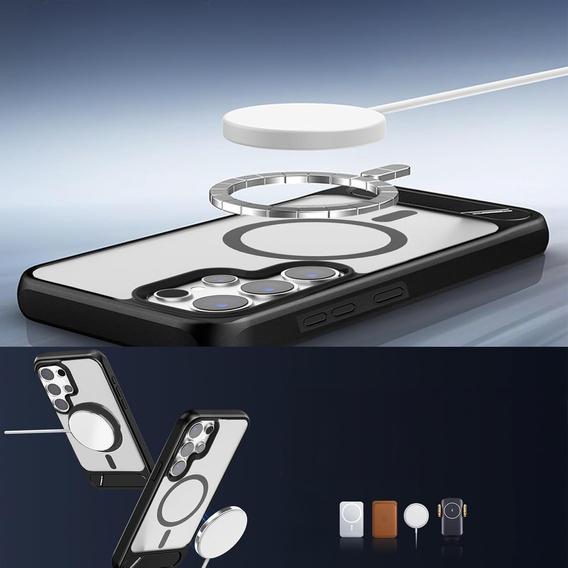 Husă pentru Samsung Galaxy S25 Ultra, Kickstand Matt Case, pentru MagSafe, negru