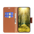 Cu clapetă pentru Samsung Galaxy A15, Wallet Litchi Leather, maro + sticlă 9H 