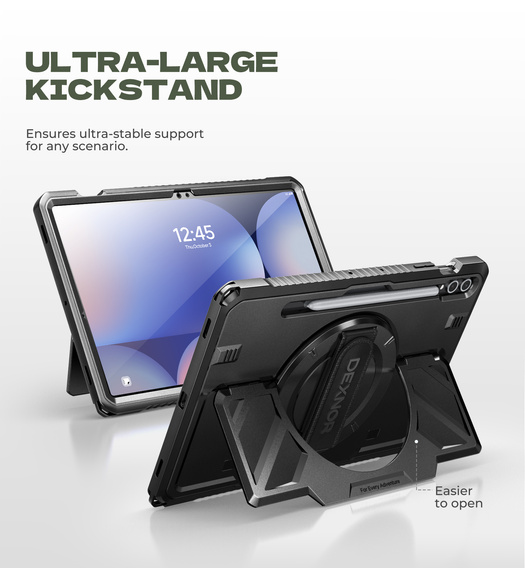 Husă Dexnor 360° cu curea și suport pentru stylus pentru Samsung Galaxy Tab S9+ / S10+