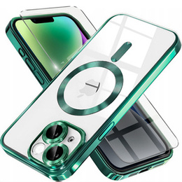 Husă pentru iPhone 14, Electro MagSafe, verde + Sticlă pentru ecran