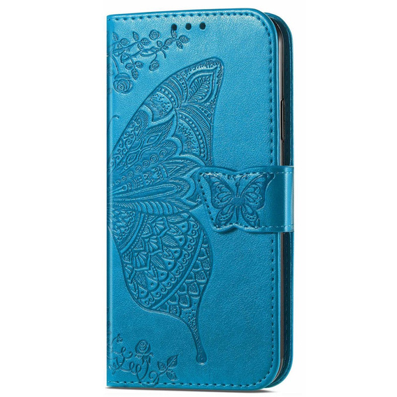 Cu clapetă pentru Motorola Moto G32, Butterfly, albastru